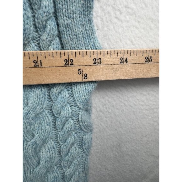 White Stuff chunky cable knit lambswool blend relaxed button cardigan blue 90s X - Picture 4 of 8
